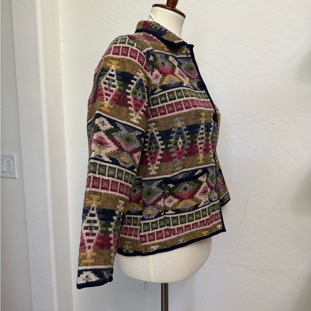 Vintage Jane Ashley Southwestern Aztec Tapestry Jacket - Picture 5 of 15